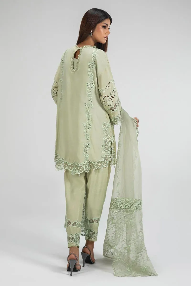 Olive Green Straight shirt Style Luxury Pret Pakistani Salwar Suit