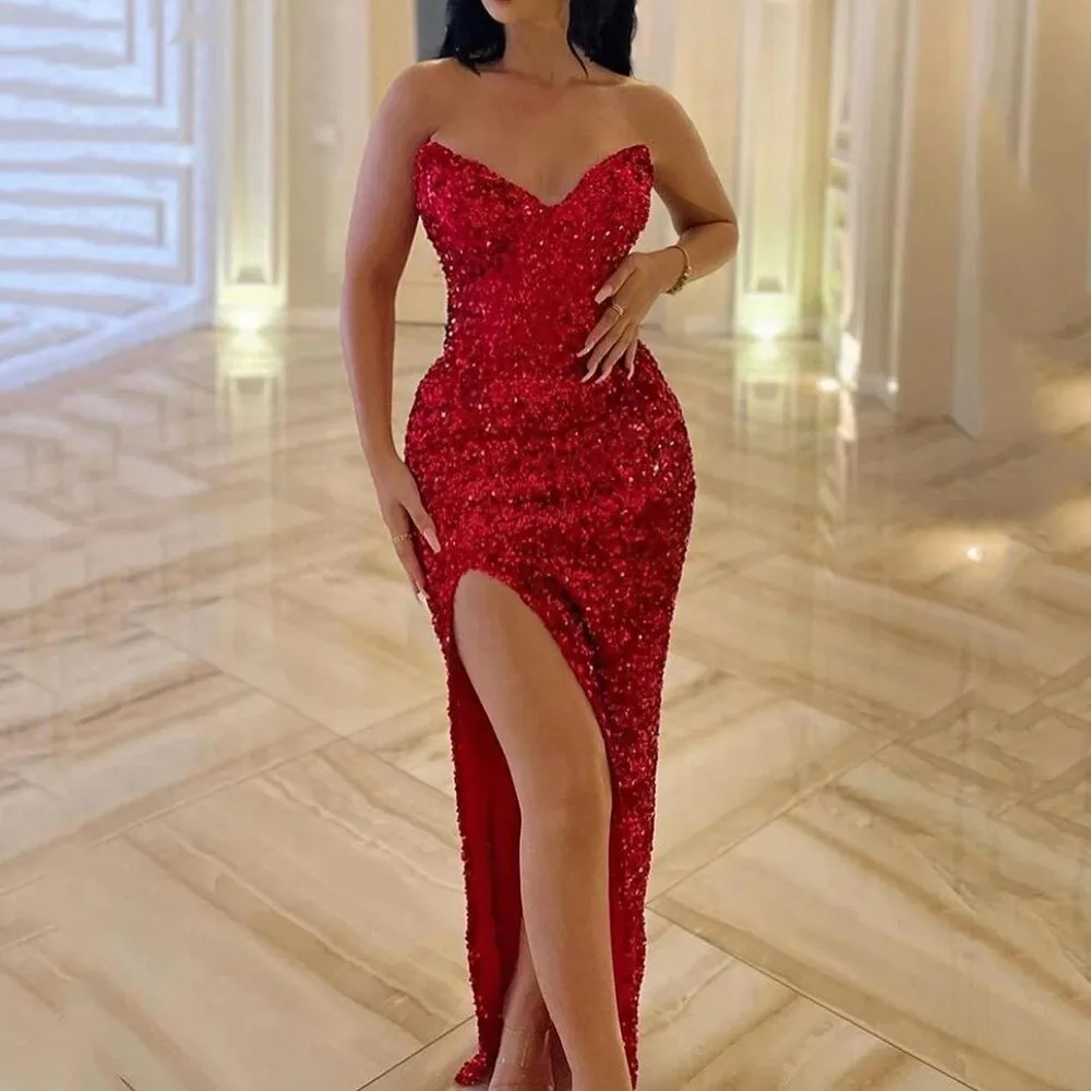 On Zhu Sexy Shiny Sequines Long Mermaid Dresses