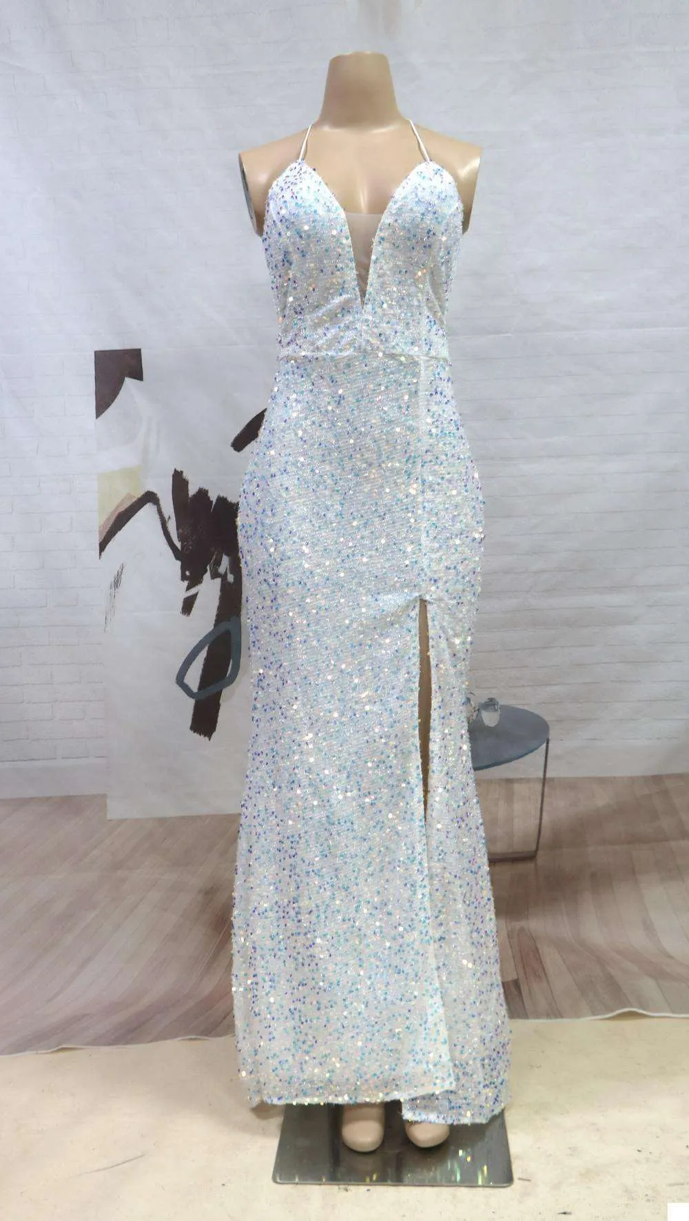 One Shoulder Sleeveless Split Maxi Dress