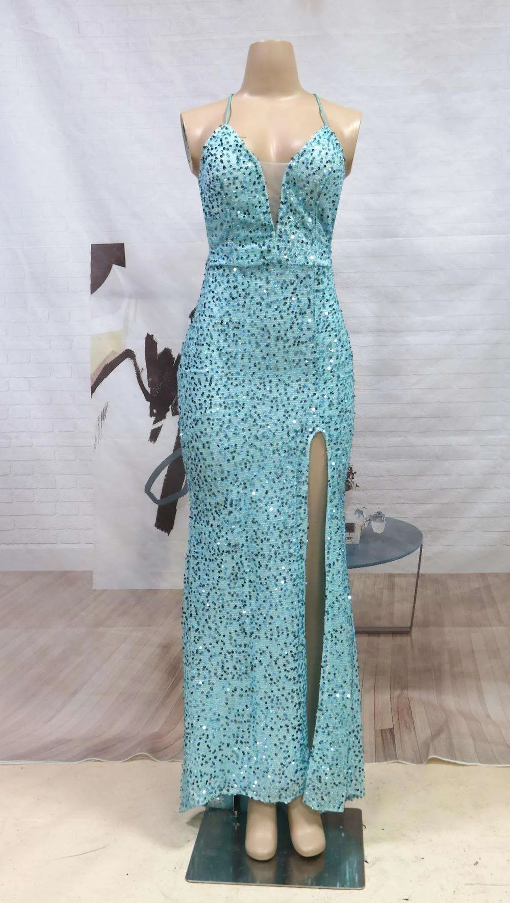 One Shoulder Sleeveless Split Maxi Dress