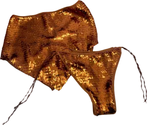 Oséree Burnt Orange Oseree Sequined Bandana Bikini UK S