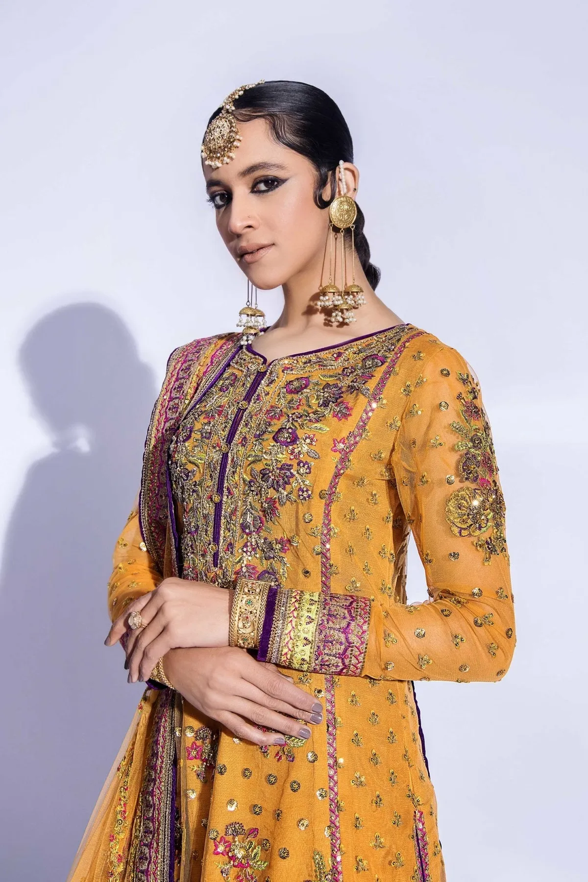 Pakistani Bridal Mehndi Dress in Gharara Kameez Style