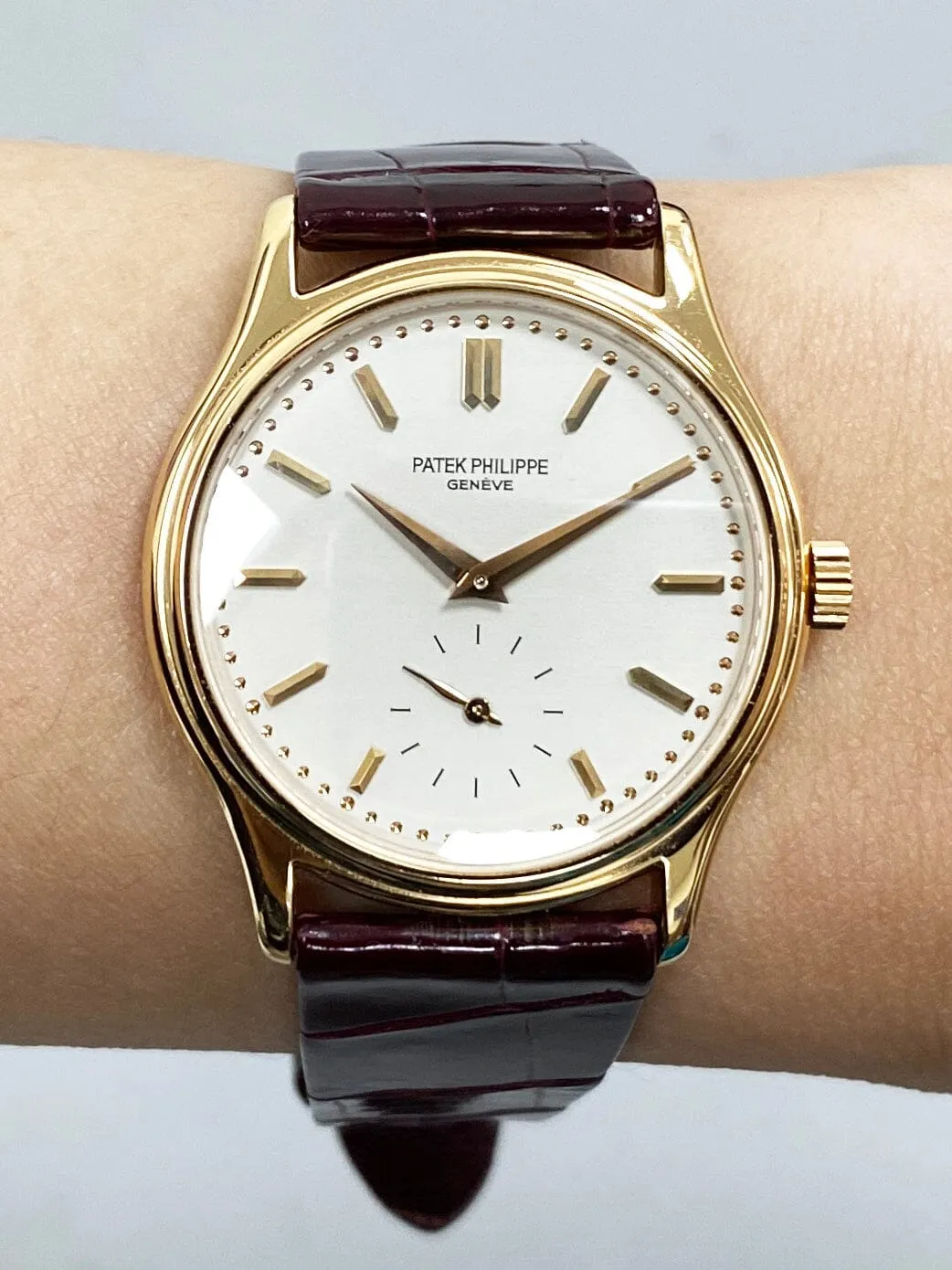 Patek Philippe Calatrava 3923 Silver Dial 18K Rose Gold Mens Watch Box Papers