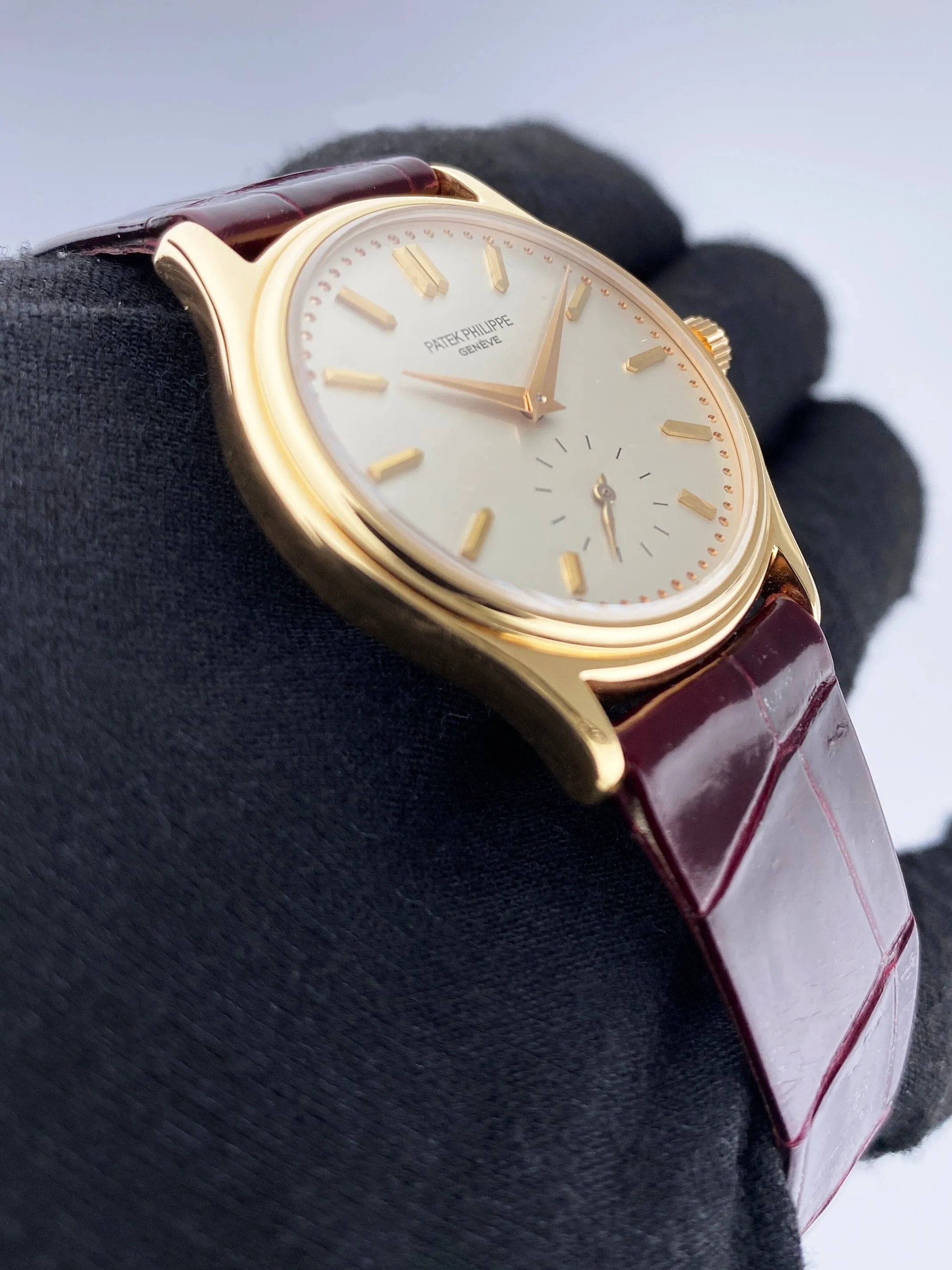 Patek Philippe Calatrava 3923 Silver Dial 18K Rose Gold Mens Watch Box Papers