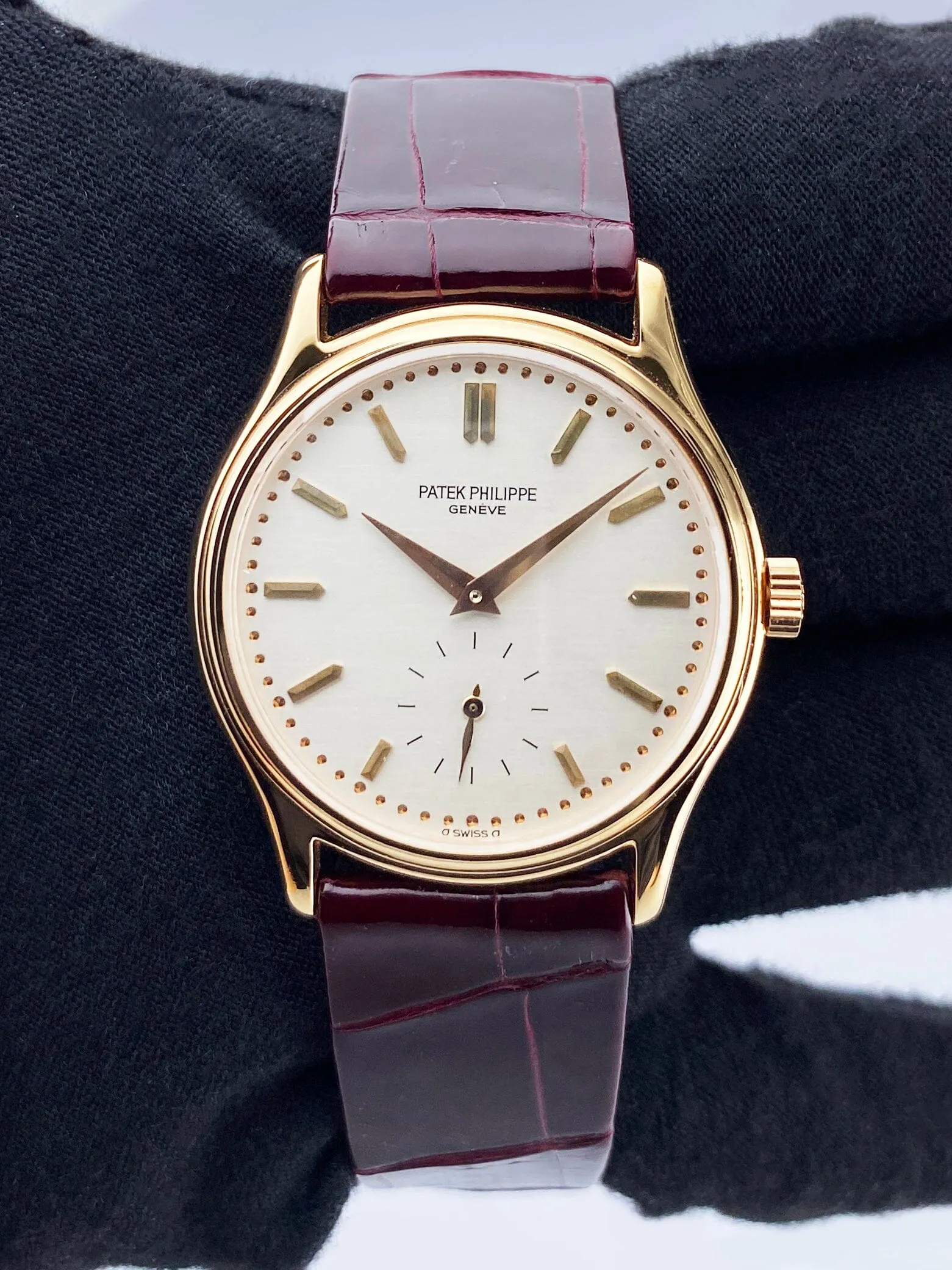 Patek Philippe Calatrava 3923 Silver Dial 18K Rose Gold Mens Watch Box Papers