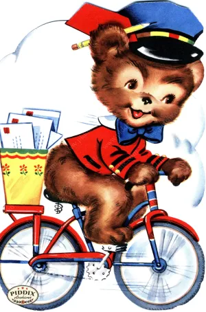 PDXC24203a -- Postal Delivery Bear on Bicycle