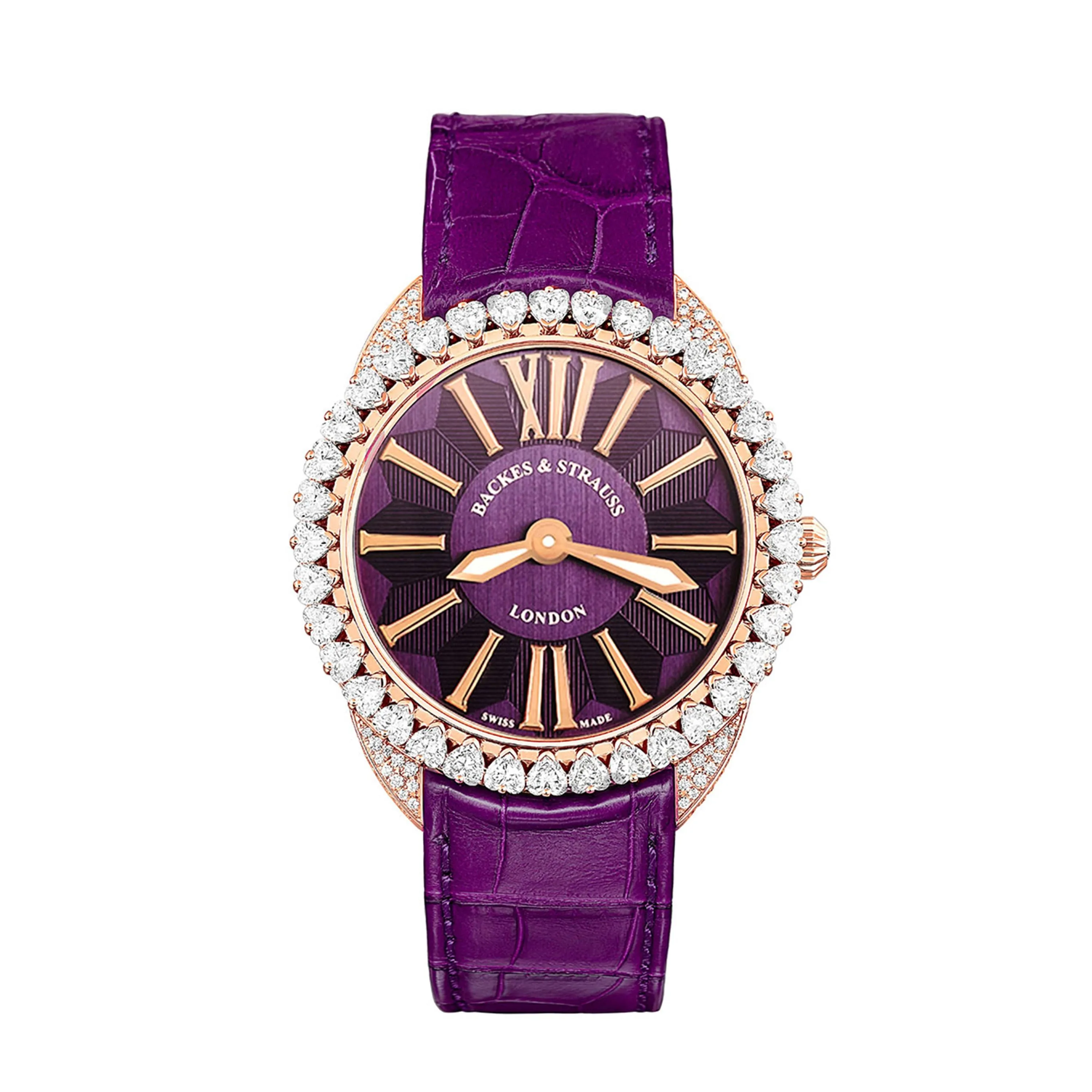 Piccadilly Renaissance Diamond Heart 40 Luxury Diamond Watch for Women - 40 mm Rose Gold - Backes & Strauss