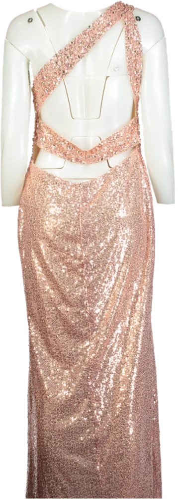 Pink Sequined Formal Evening Gown UK L