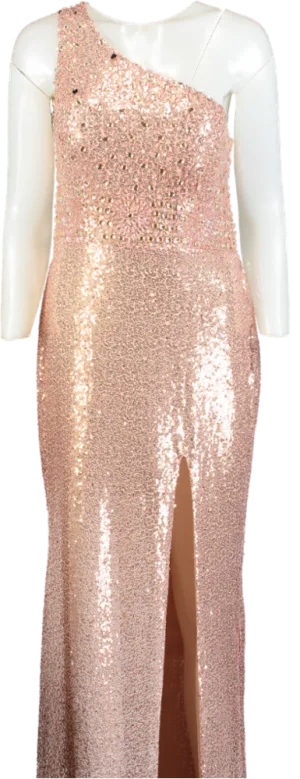 Pink Sequined Formal Evening Gown UK L