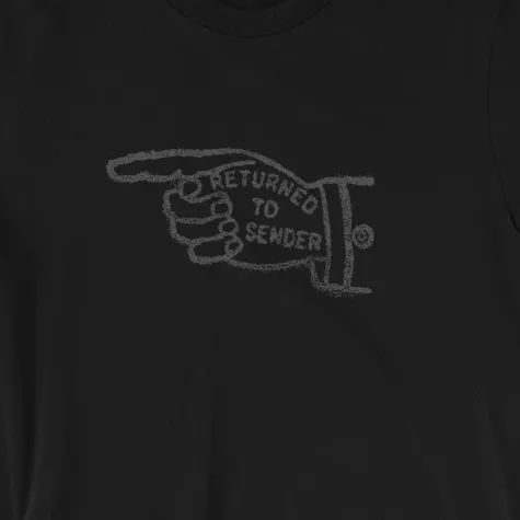 "Returned to Sender" Gray on Black Unisex Tee