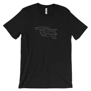 "Returned to Sender" Gray on Black Unisex Tee