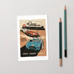 "Speed... Danger... Thrills!" Vintage Racing Standard Postcard