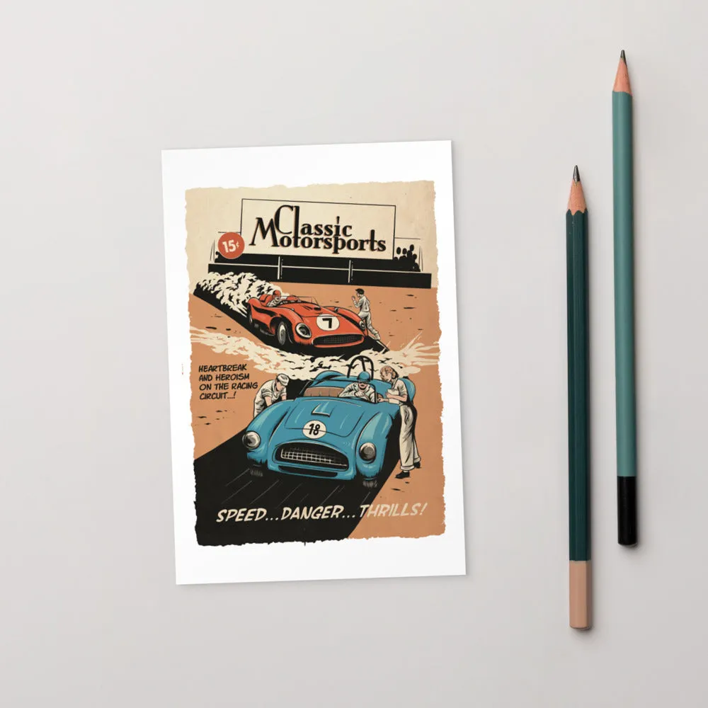 "Speed... Danger... Thrills!" Vintage Racing Standard Postcard