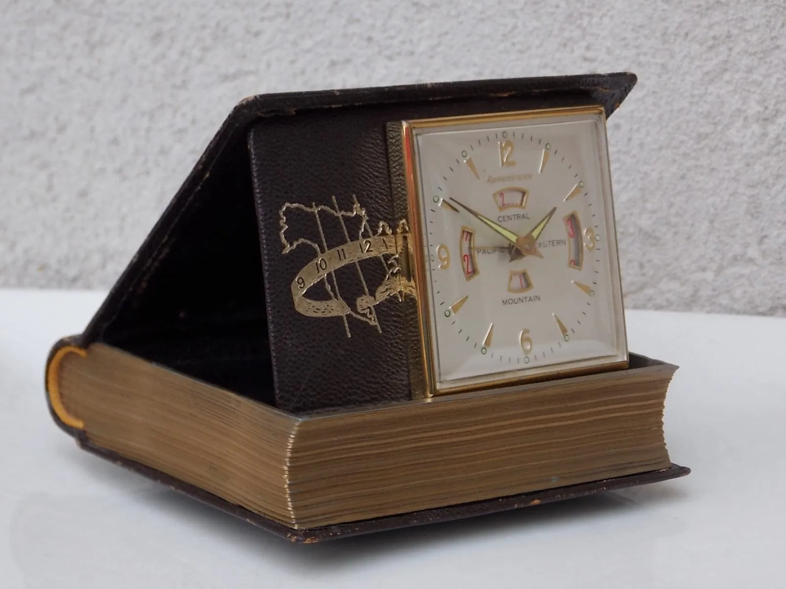 "The Four Zone" Book Style Travel Clock by Remembrance, Swiss Made