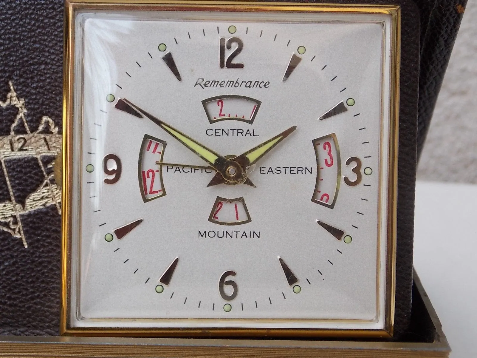 "The Four Zone" Book Style Travel Clock by Remembrance, Swiss Made