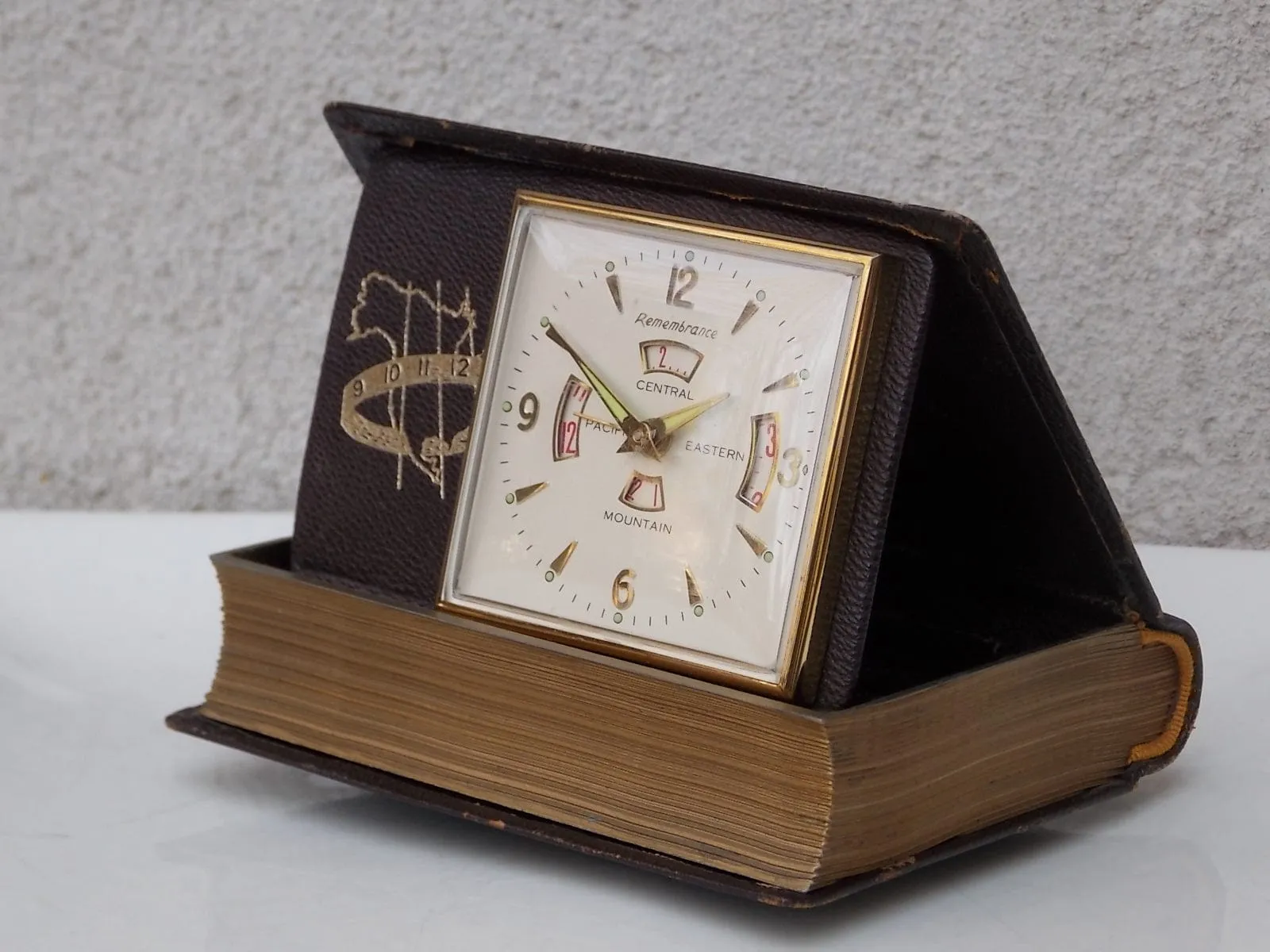 "The Four Zone" Book Style Travel Clock by Remembrance, Swiss Made