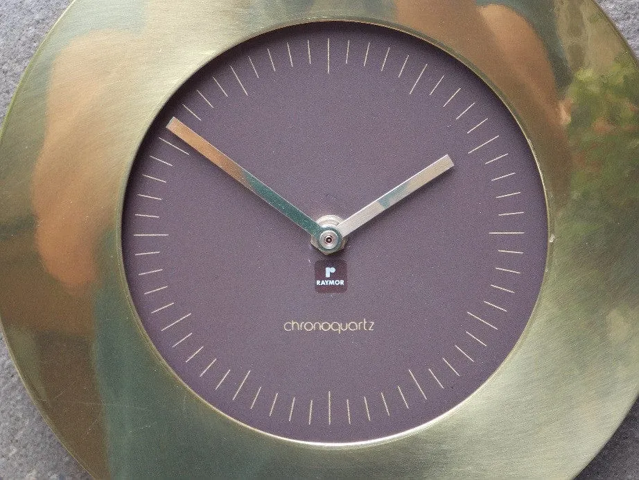 Raymor Lucite & Brass Wall Clock Chronoquartz