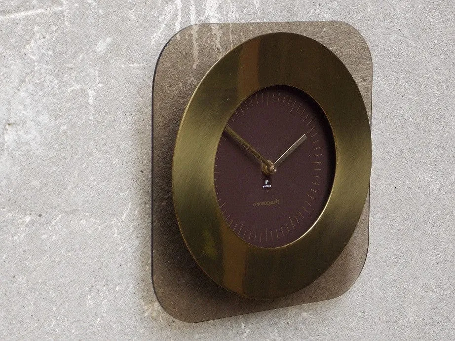 Raymor Lucite & Brass Wall Clock Chronoquartz