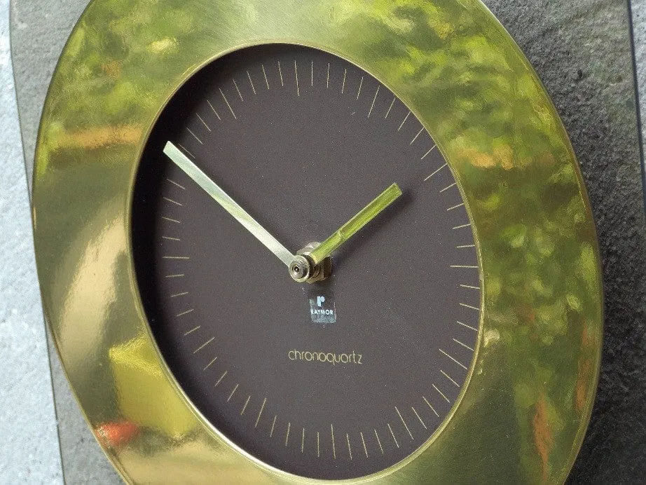 Raymor Lucite & Brass Wall Clock Chronoquartz
