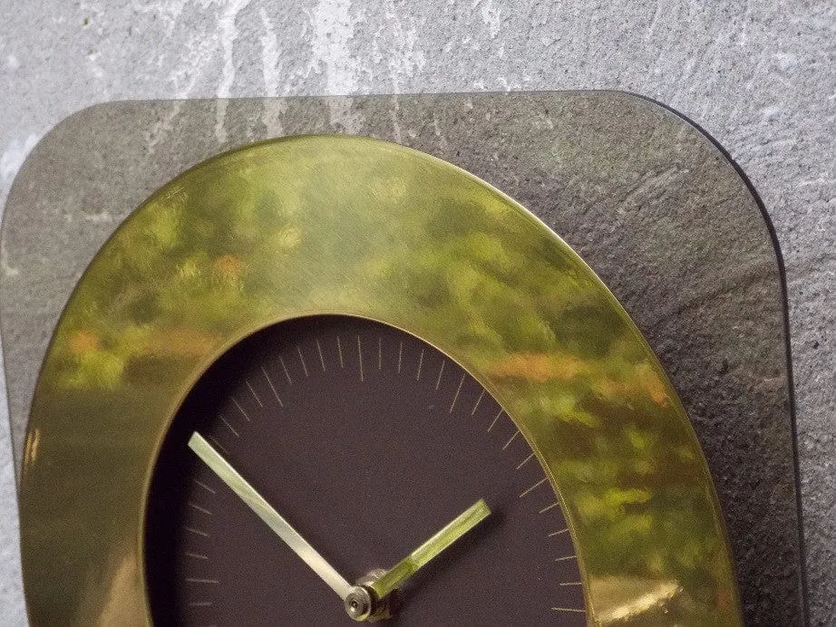 Raymor Lucite & Brass Wall Clock Chronoquartz