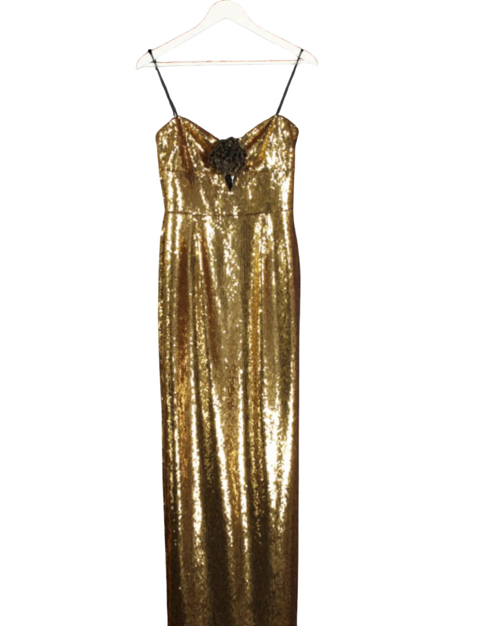 Rebecca Vallance Metallic Gloria Sequined Floral Appliqué Gown UK 8
