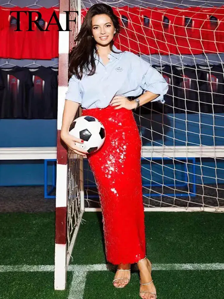 Red Sequined Skirt
