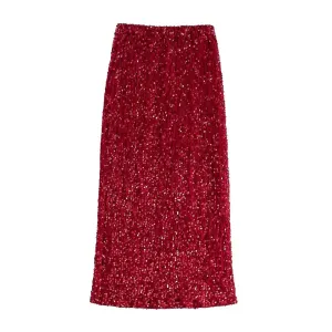 Red Sequined Skirt