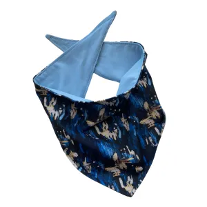 Reversible Light Blue and Navy Abstract Print Dog Swim scARF