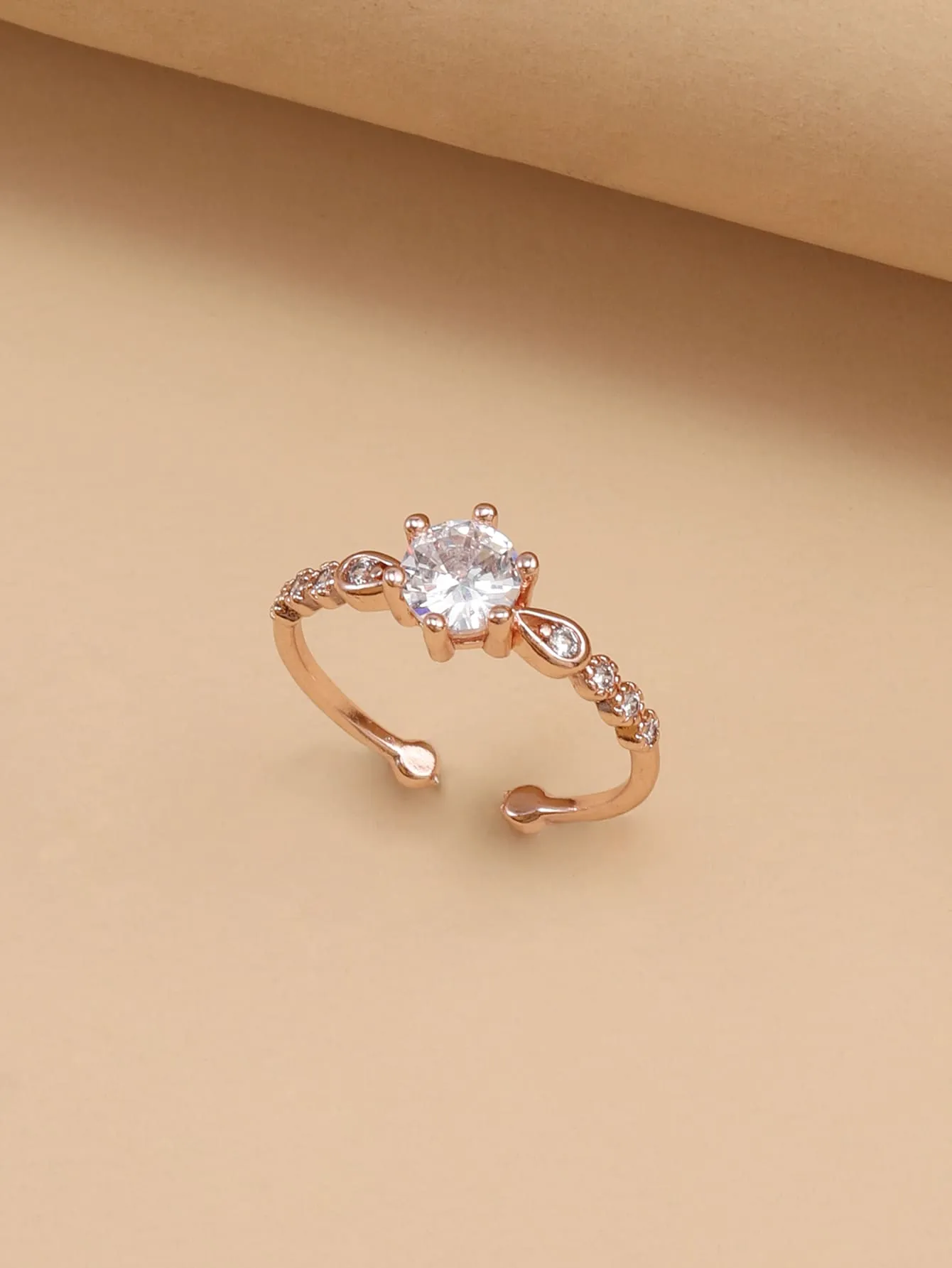 Rhinestone Decor Cuff Ring  - Gold - FD ⚡