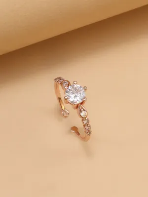 Rhinestone Decor Cuff Ring  - Gold - FD ⚡