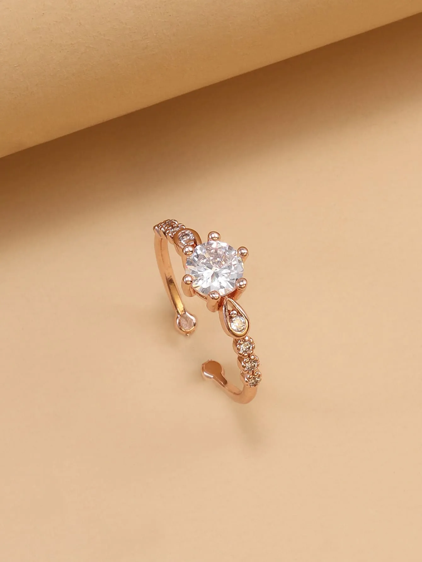 Rhinestone Decor Cuff Ring  - Gold - FD ⚡