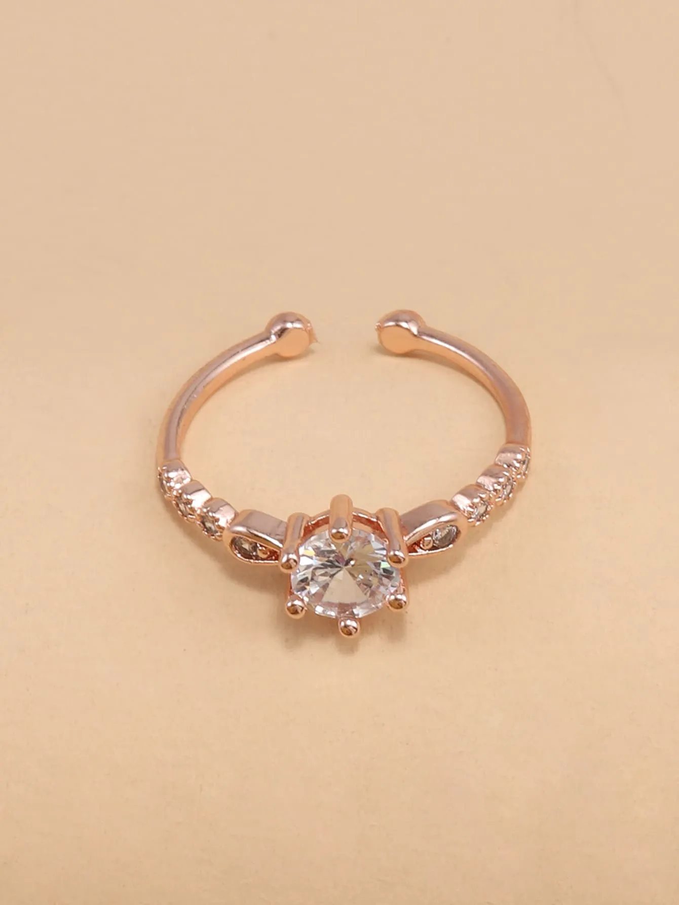 Rhinestone Decor Cuff Ring  - Gold - FD ⚡
