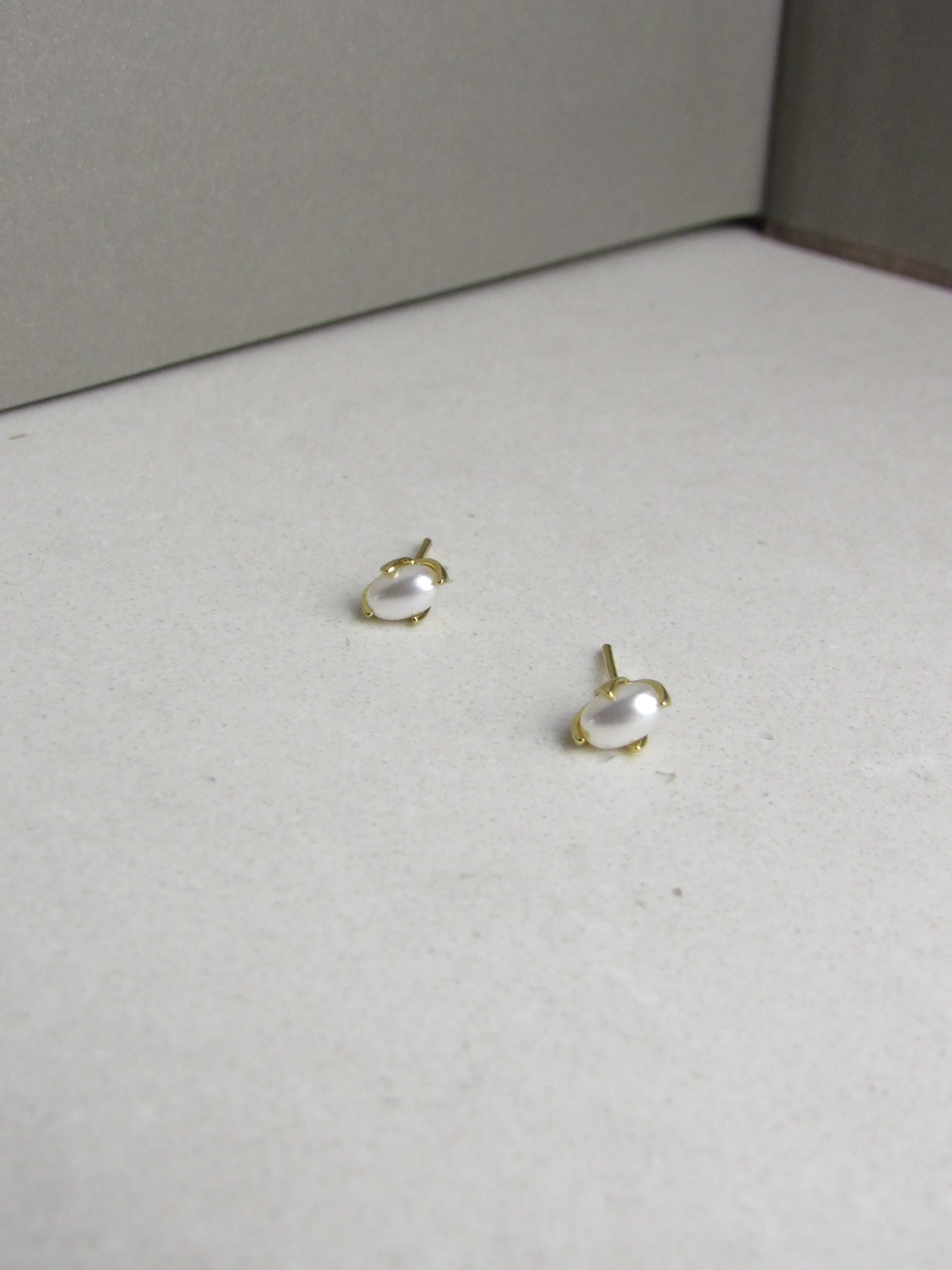 Rice Puff Pearl Gold Stud Earrings