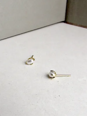 Rice Puff Pearl Gold Stud Earrings
