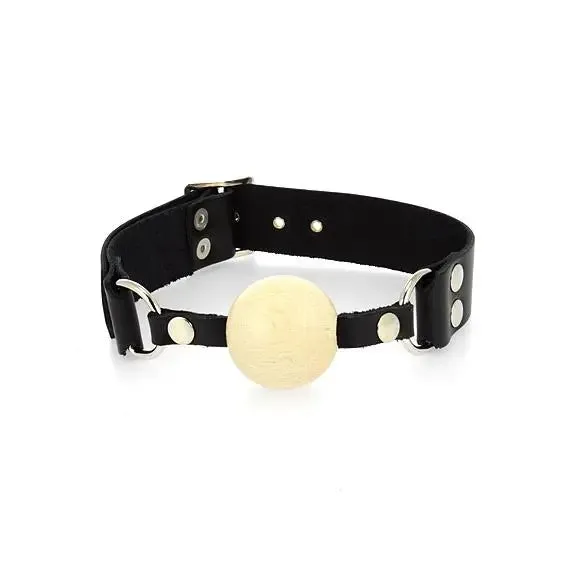 Rimba Leather Gag with Wooden Ball and Buckles