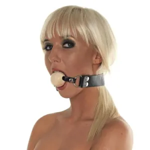 Rimba Leather Gag with Wooden Ball and Buckles