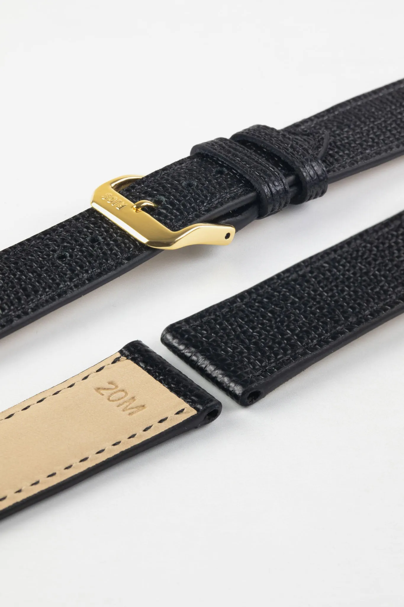 RIOS1931 FRENCH Leather Watch Strap in BLACK