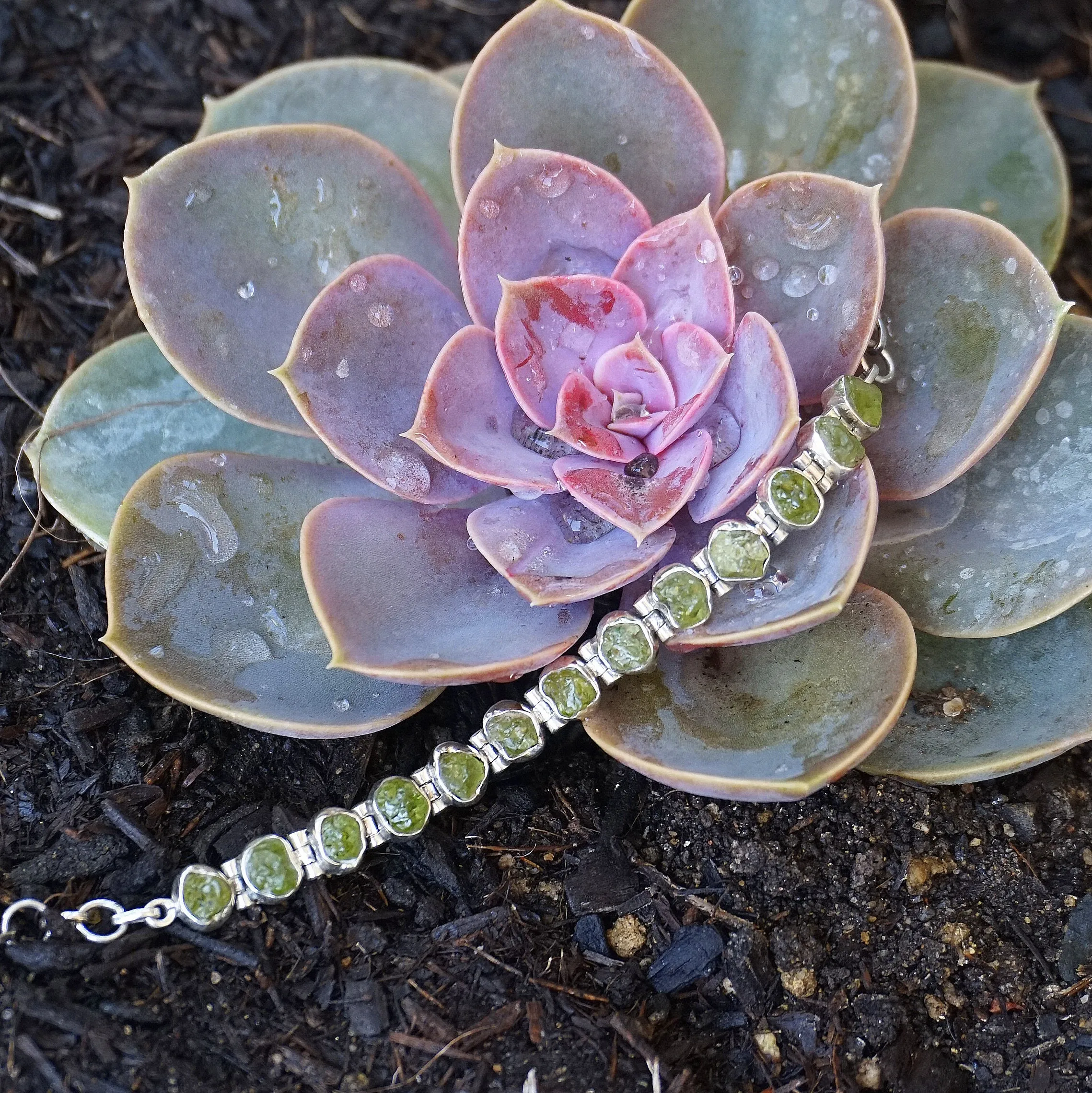 Rough Peridot Tennis Bracelet 1