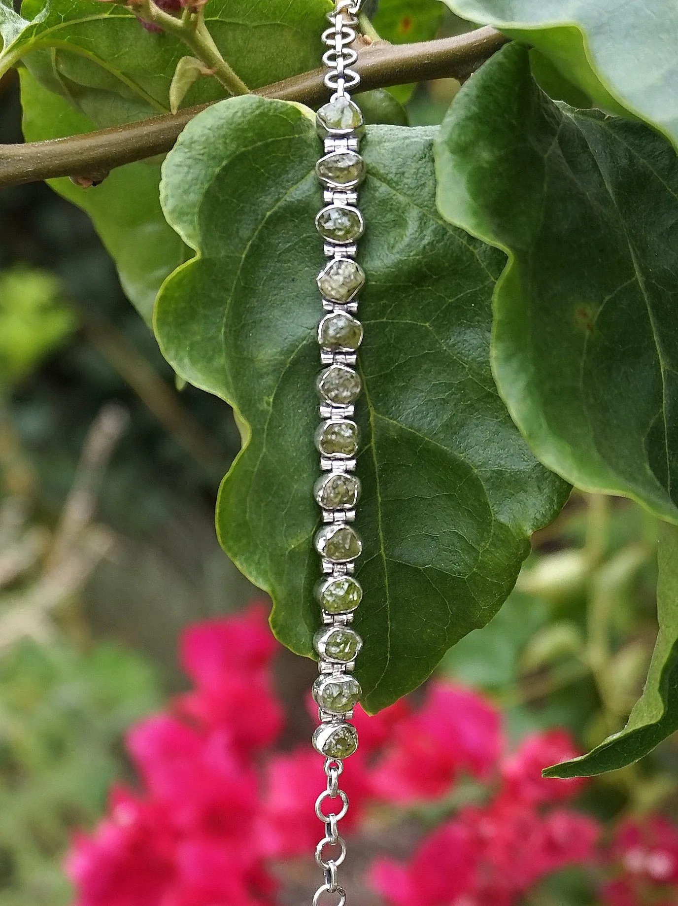Rough Peridot Tennis Bracelet 1