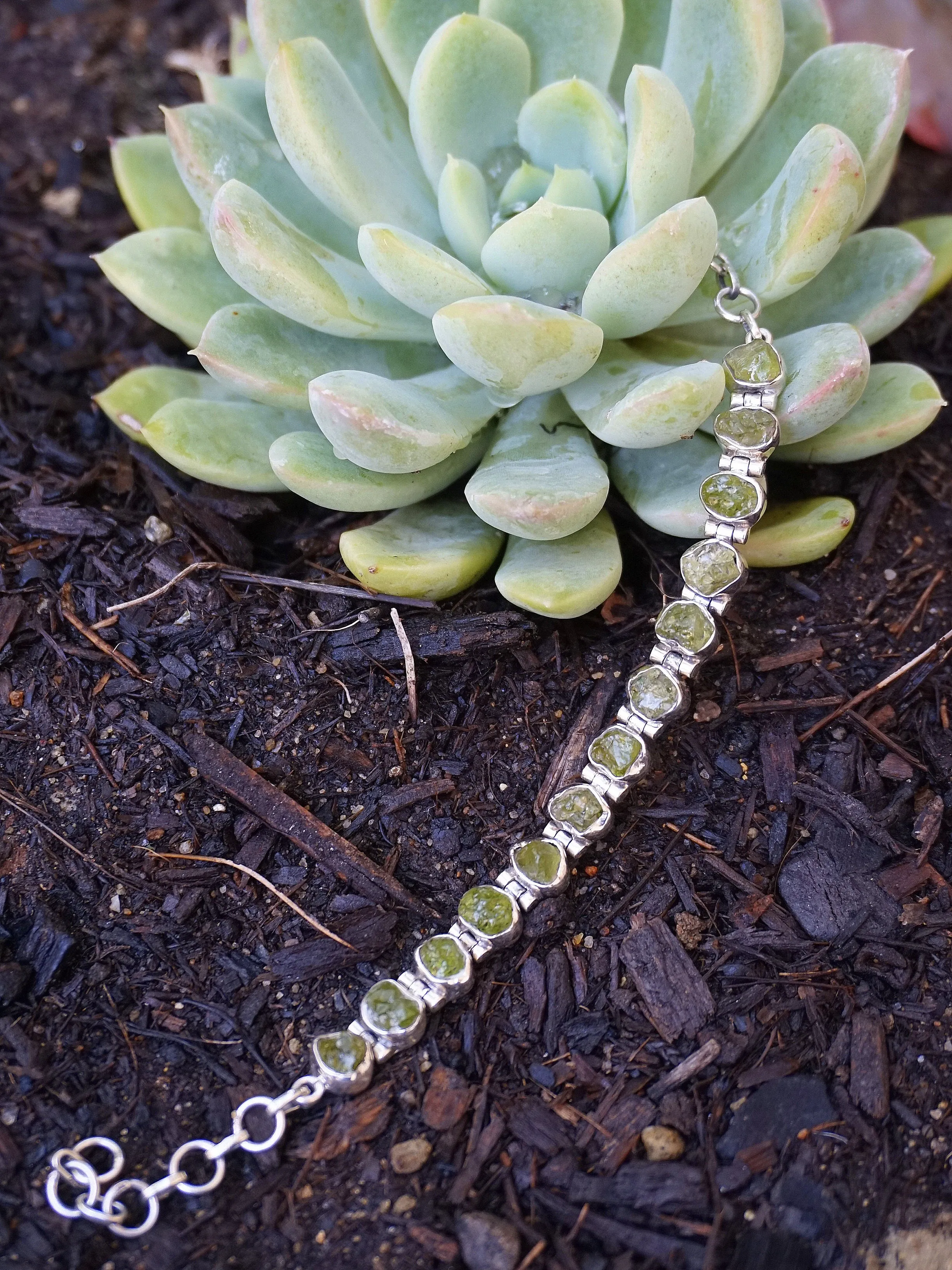 Rough Peridot Tennis Bracelet 1