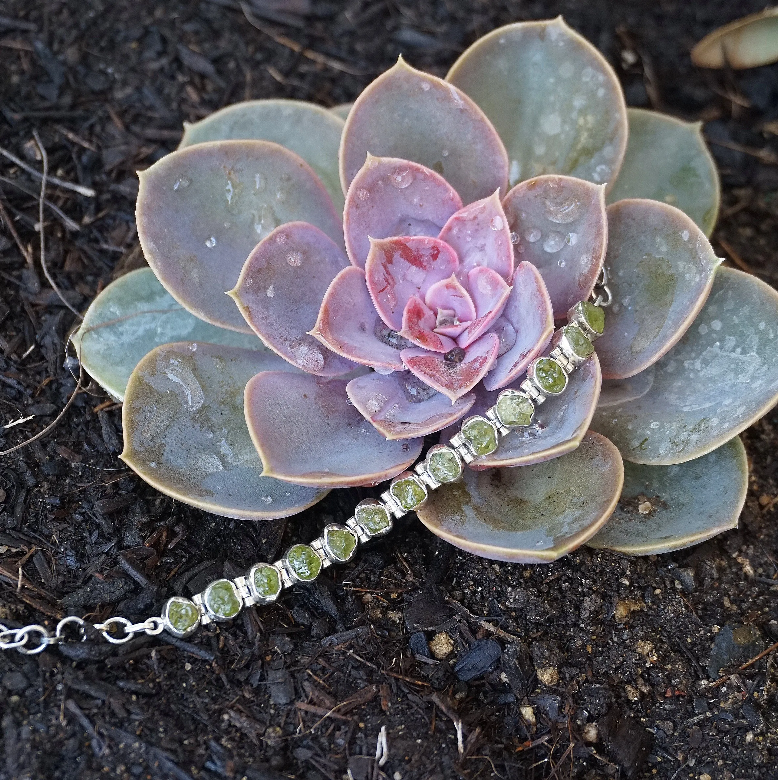 Rough Peridot Tennis Bracelet 1