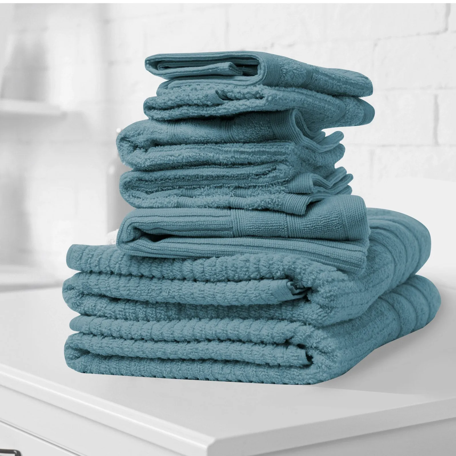 Royal Comfort Eden Cotton 600GSM Luxury Bath Towels Set - 8 PEICE SET - TURQUOISE