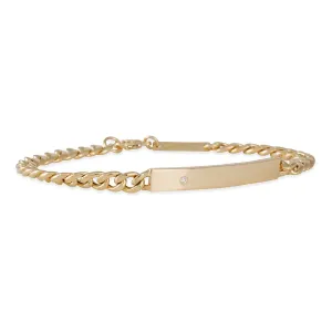 SALE  - Hollow Curb Diamond ID Bracelet