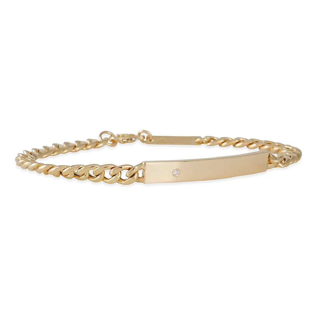 SALE  - Hollow Curb Diamond ID Bracelet