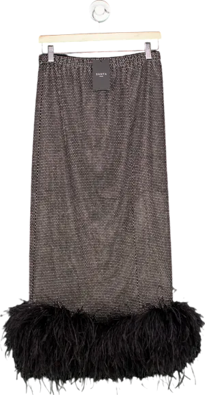 Santa Brands Black Sparkle feathers midi skirt UK L