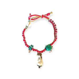 SANTORINI SKY DIAMOND BAROQUE PEARL GOLD STAR, CHAIN AND TURQUOISE SILK ROCKSTAR ANKLET