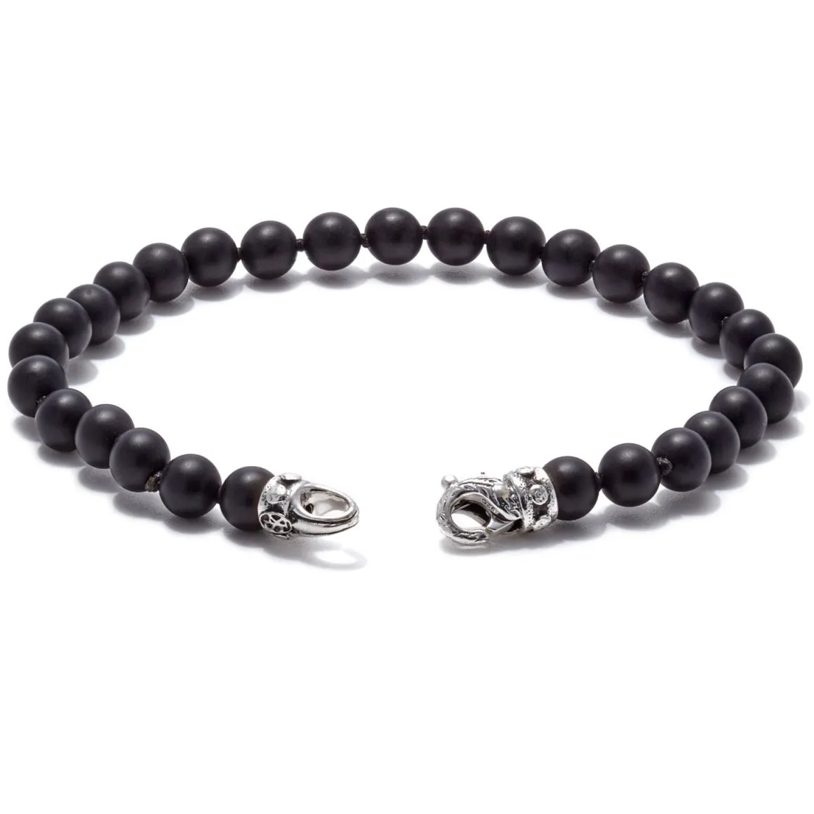 Scott Kay Matte Black Onyx Bracelet Men's Beads Collection with Sterling Silver Clasp, 6mm, 8.5 inches
