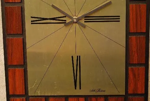 Seth Thomas Faux Wood Block Pattern Wall Clock