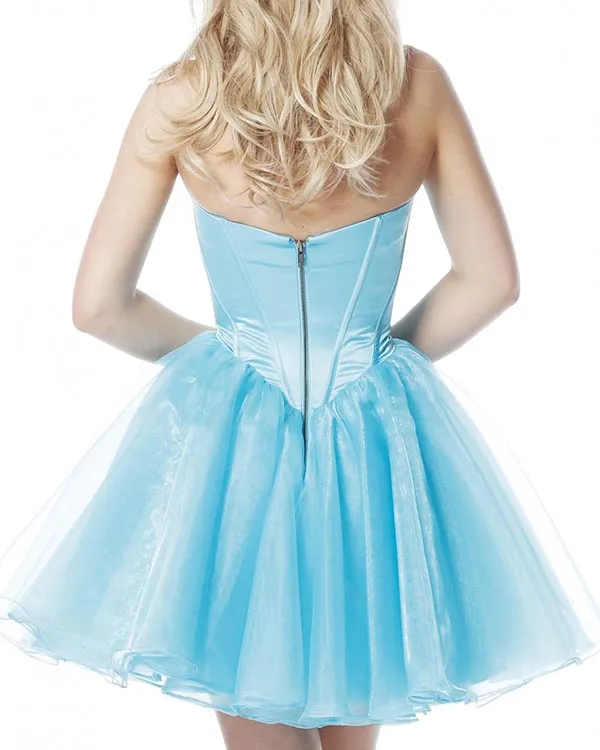 Sexy Short 2018 Homecoming Dresses Navy Blue Satin Organza Ruffles Cocktail Party Gowns Fashion