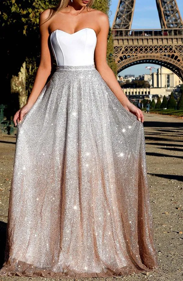 Sexy Sleeveless Sequined Tube Top Dress